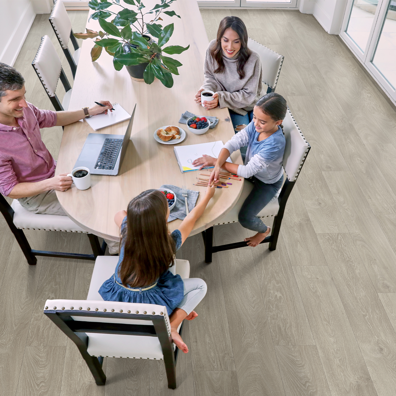 Family at dining table